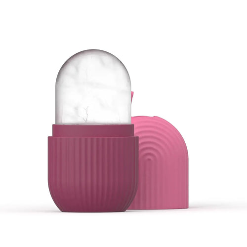 Silicone Ice Cube Trays Beauty Lifting Ice Ball Face Massager Contouring Eye Roller Facial Treatment Reduce Acne Skin Care Tool - Color: Rose red